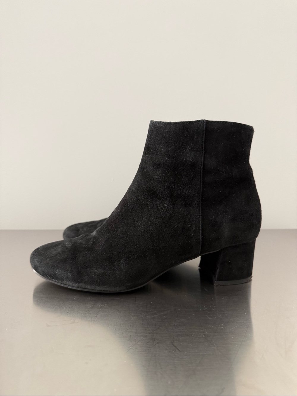 &Other Stories Suede Leather Ankle Boots With Gold Zips
